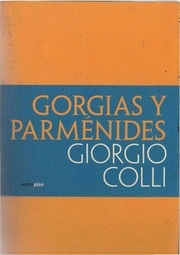 Portada de Giorgio Colli Gorgias y Parménides Editorial Siruela