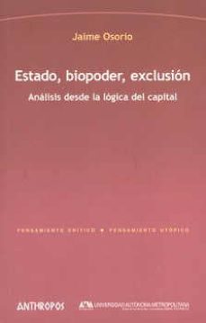 Portada de Jaime Osorio Estado, biopoder, exclusión Editorial Anthropos