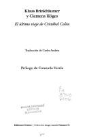 Portada de Brinkbäumer Höges El Último Viaje De Colón Ed. Destino
