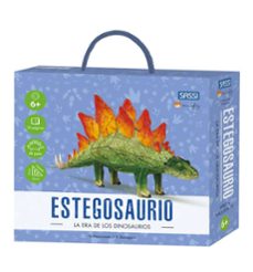 Portada de La era de los dimosaurios Estegosaurio Maqueta 3D y libro Editorial Sassi