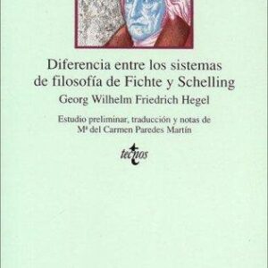 Portada de Georg Wilhelm Friedrich Hegel Diferencia entre los sistemas de filosofía de Fichte y Schelling Editorial Tecnos
