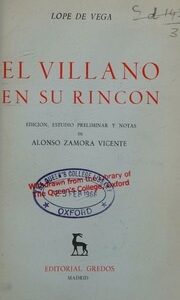 Portada de Lope de Vega El villano en su rincón Editorial Castalia
