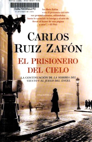 Portada de Carlos Ruiz Zafón El prisionero del cielo Editorial Booket